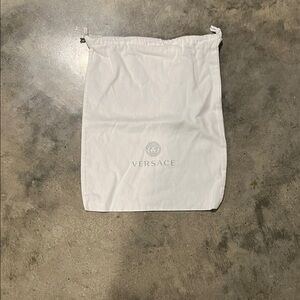 Authentic Versace White Drawstring Logo Dust Pouch